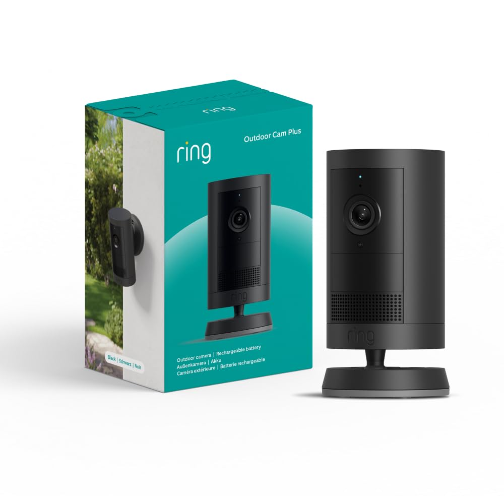 Ring Außenkamera Plus Akku (Outdoor Camera Plus neueste generation) | 2K-Weitwinkelvideo | Kabellose Überwachungskamera zur Selbstinstallation | 30-tägiger Gratiszeitraum für Ring-Abonnement