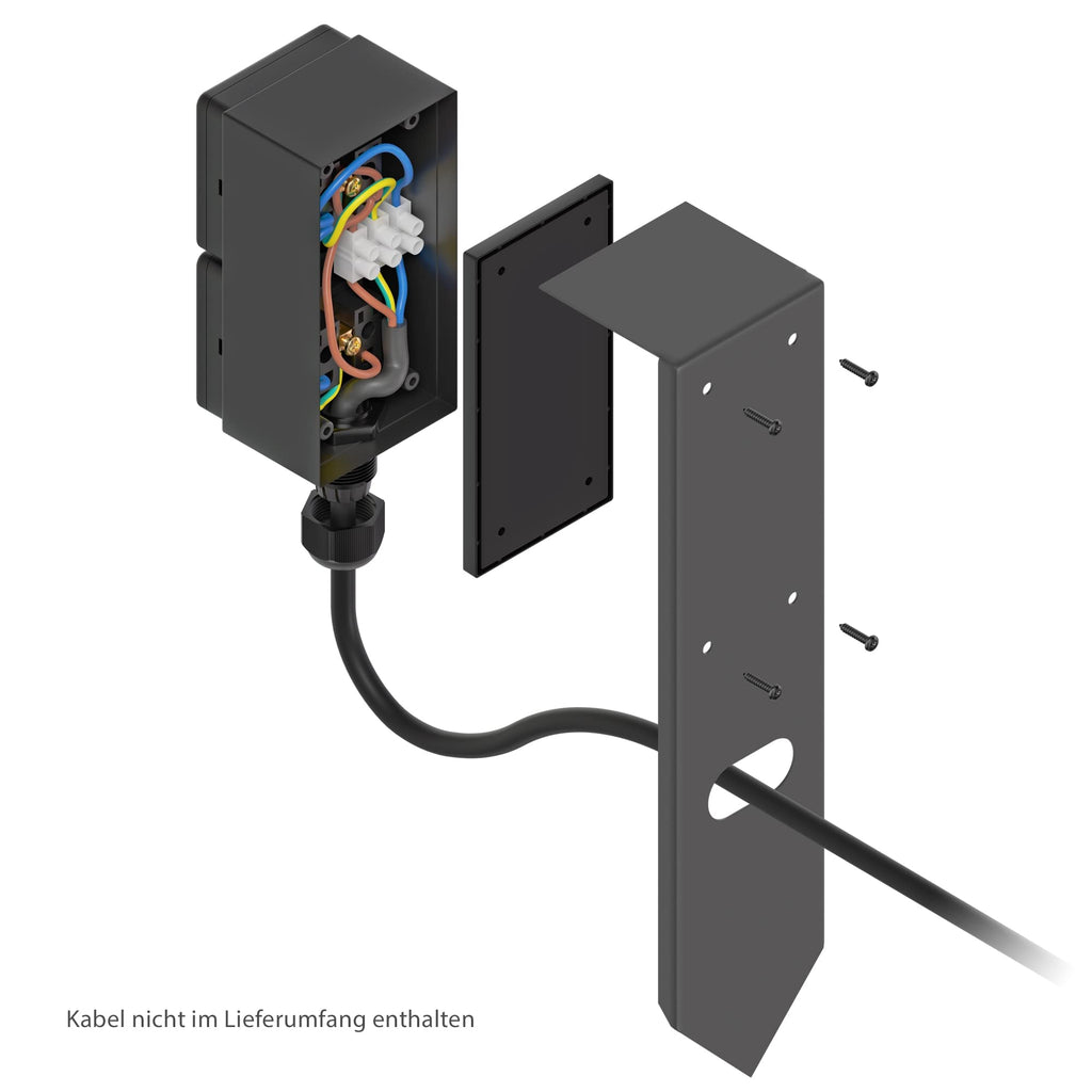 ledscom.de Garten Steckdosensäule PIWI mit Erdspieß für außen, IP44, 2-Fach, Edelstahl, anthrazit, eckig, 30 cm