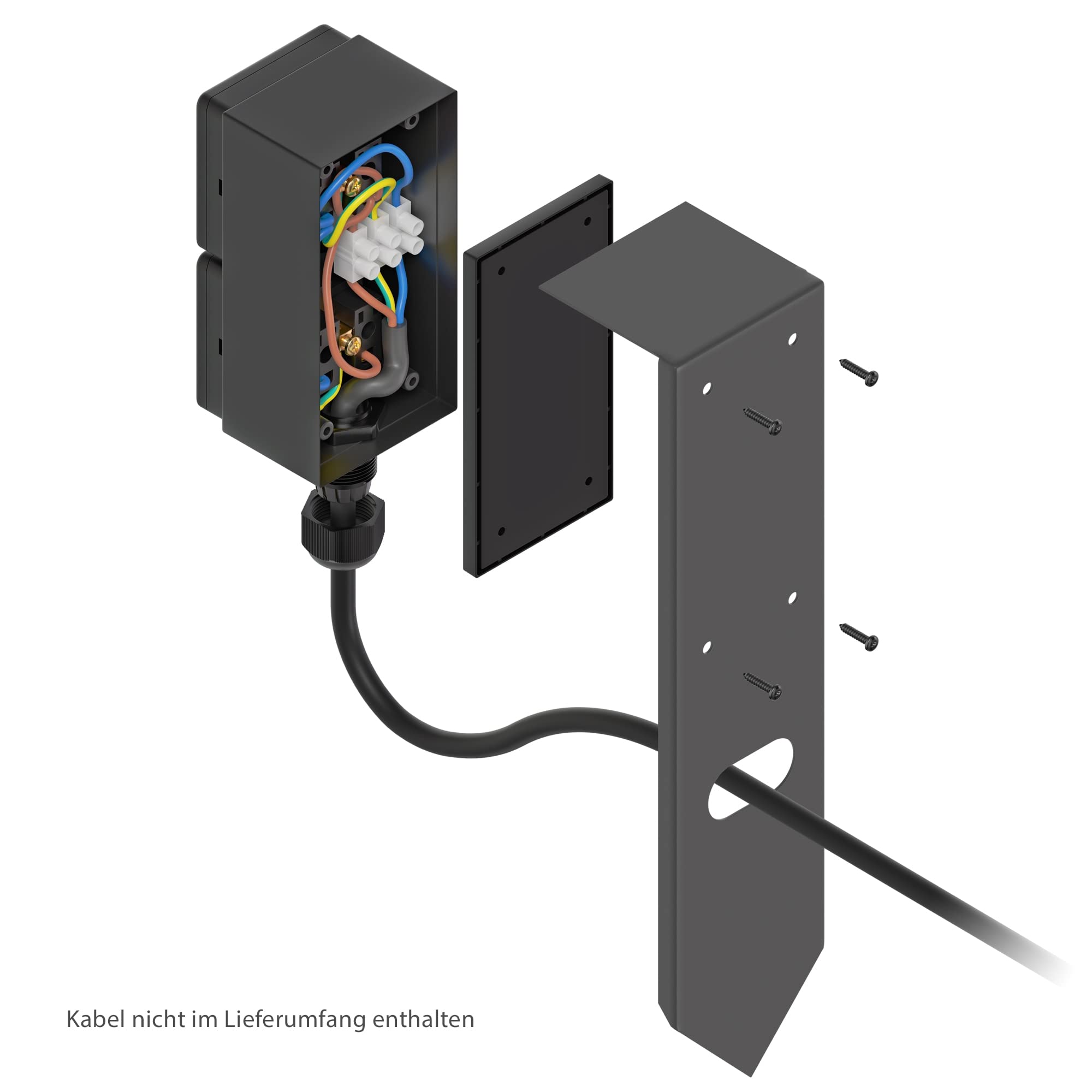 ledscom.de Garten Steckdosensäule PIWI mit Erdspieß für außen, IP44, 2-Fach, Edelstahl, anthrazit, eckig, 30 cm
