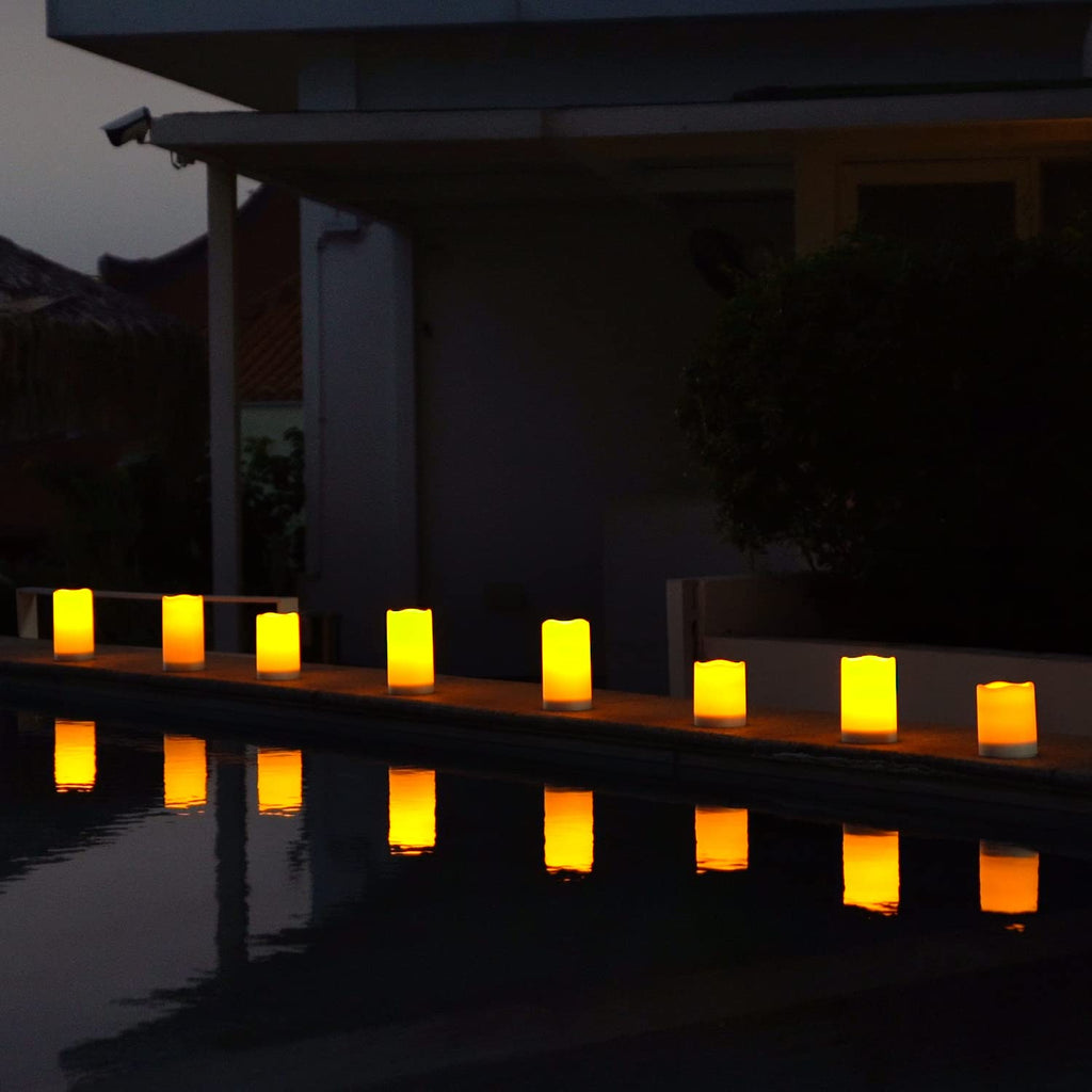 Homemory SolarKerzen für den Außenbereich, Wasserdicht, Wiederaufladbare Kerzen, Solarbetriebene Flammenlose Kerzen für Draußen, nur Sensor, Dämmerung bis Morgendämmerung, Weiß, 3er-Set