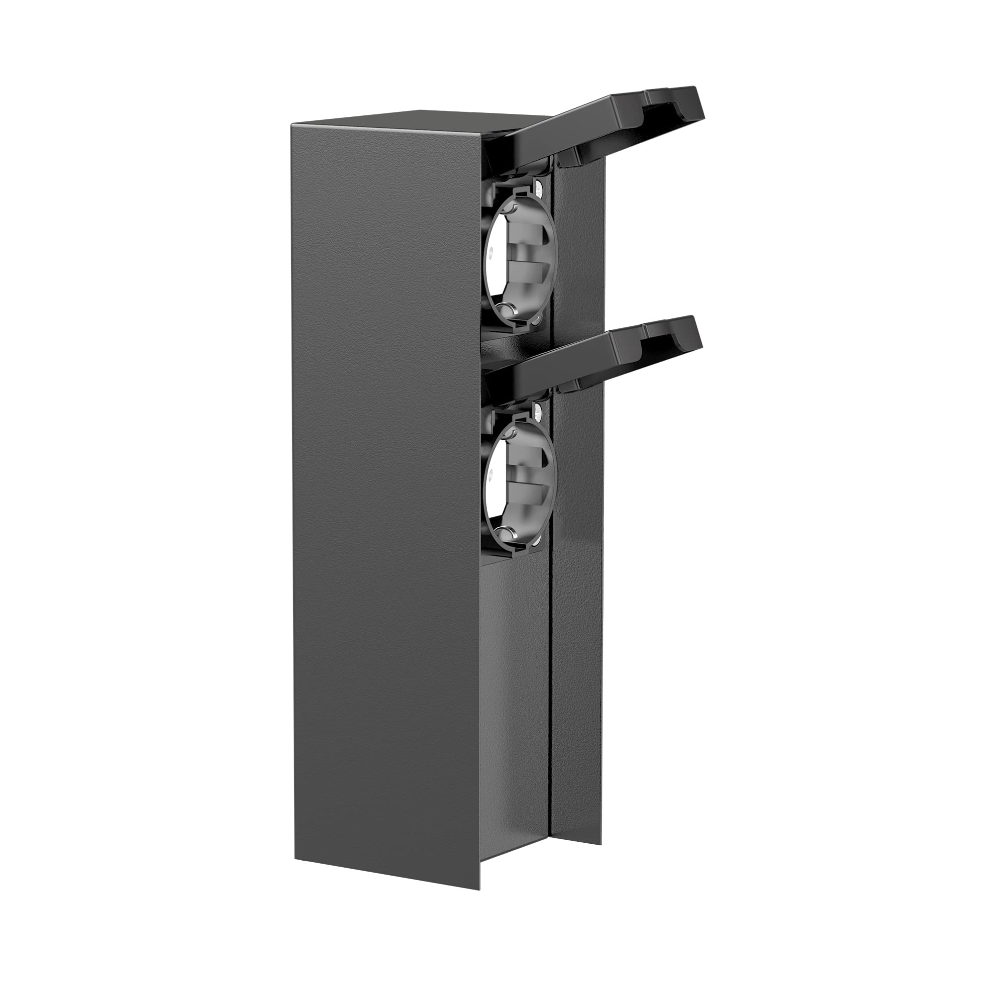 ledscom.de Garten-Steckdosen-Säule POMI mit Erdspieß für außen, IP44, 2-Fach, anthrazit, eckig, 23cm
