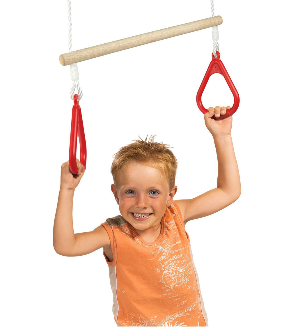 Eichhorn - Outdoor 2 in 1 Turnset, Schaukel und Trapez in einem, Höhenverstellbar ca. 110-160 cm, bis 60 kg belastbar, aus Hartholz, ab 3 Jahren