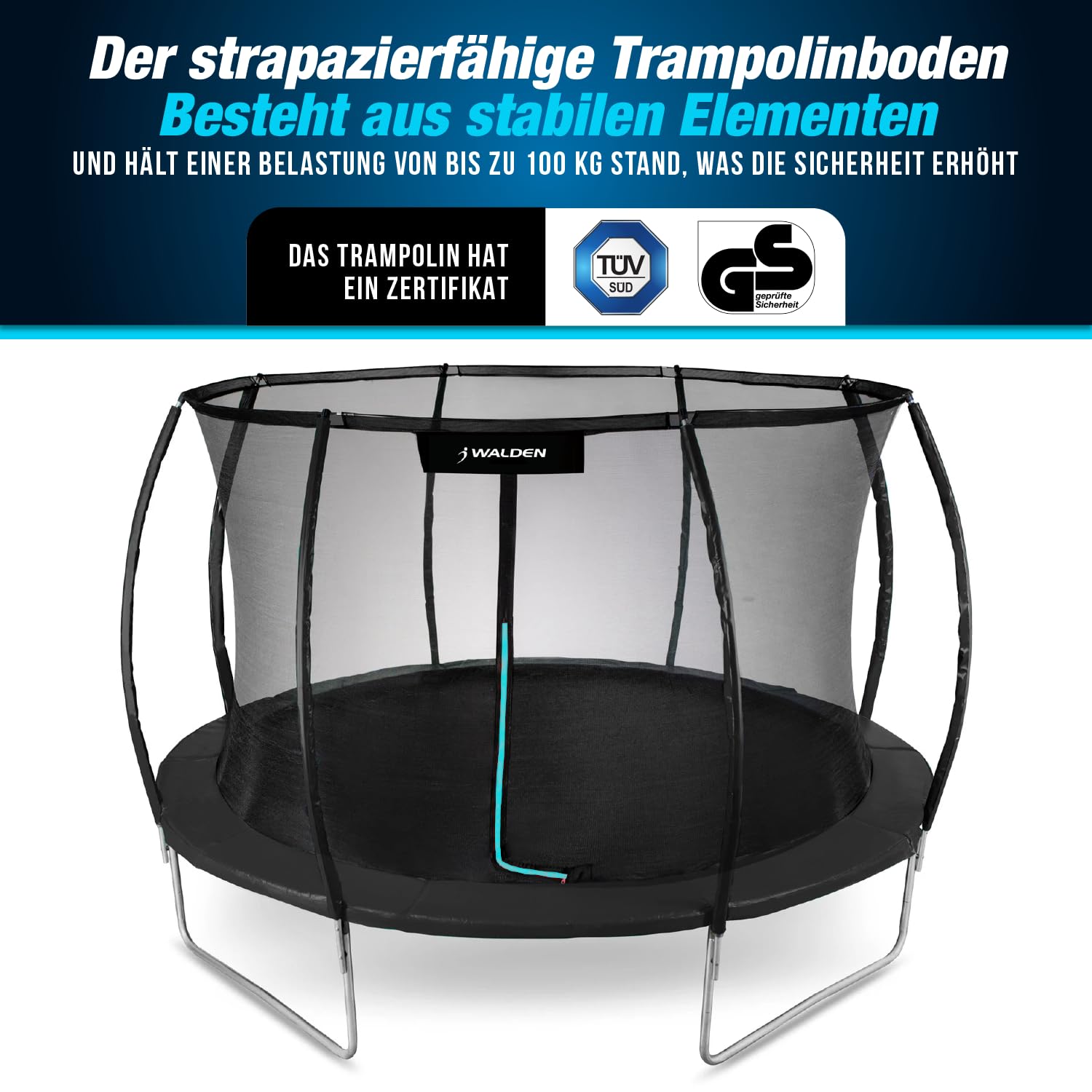 Trampolin Outdoor, Gartentrampolin Ø 244 cm 8 FT Zertifiziert Trampolin mit Sicherheitszaun und Gepolsterte Stangen für Kinder Indoor Outdoor Fitness, Belastbar bis 100kg (244 cm)