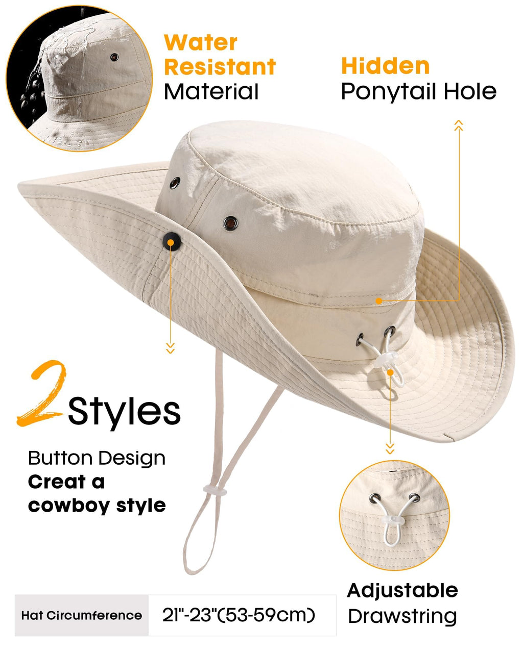 FURTALK Unisex UV Schutz Sonnenhut für Damen Herren Sommerhut Faltbar Wanderhut Tragbar Outdoor Fischerhut mit Breite Krempe