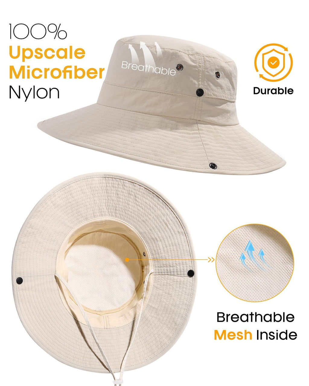FURTALK Unisex UV Schutz Sonnenhut für Damen Herren Sommerhut Faltbar Wanderhut Tragbar Outdoor Fischerhut mit Breite Krempe