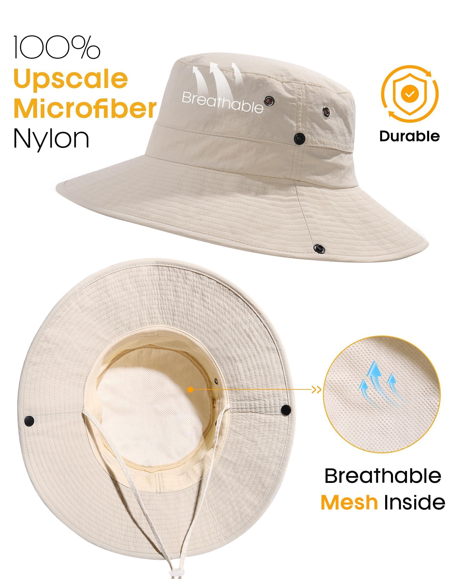 FURTALK Unisex UV Schutz Sonnenhut für Damen Herren Sommerhut Faltbar Wanderhut Tragbar Outdoor Fischerhut mit Breite Krempe