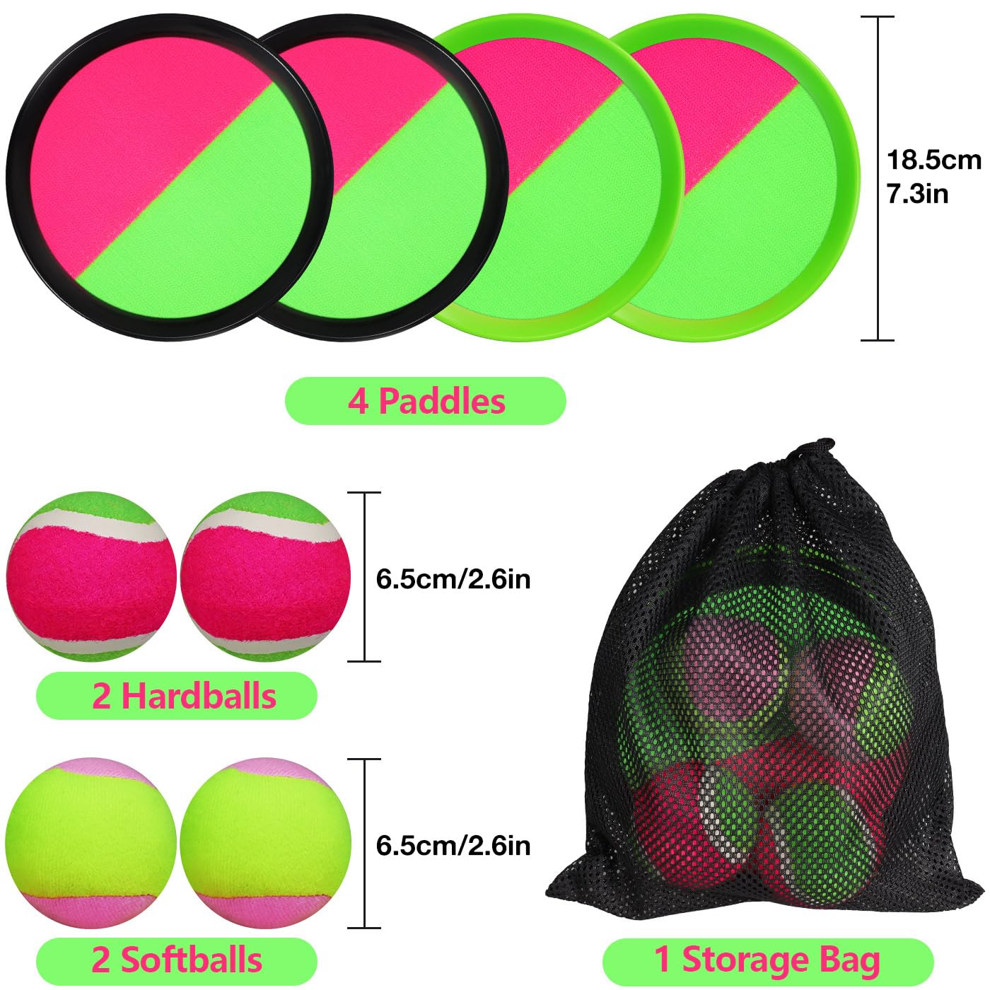 JoiTale Klettballspiel, Outdoor Spiele für Kinder Wurfspiel, Outdoor Pool Spielzeug Gartenspielzeug, Wurf- und Fangspiel Ballspiel, Draußen Fangballspiel, Klettballspiel für Kinder ab 3 4 5 6