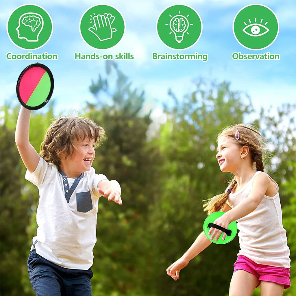 JoiTale Klettballspiel, Outdoor Spiele für Kinder Wurfspiel, Outdoor Pool Spielzeug Gartenspielzeug, Wurf- und Fangspiel Ballspiel, Draußen Fangballspiel, Klettballspiel für Kinder ab 3 4 5 6