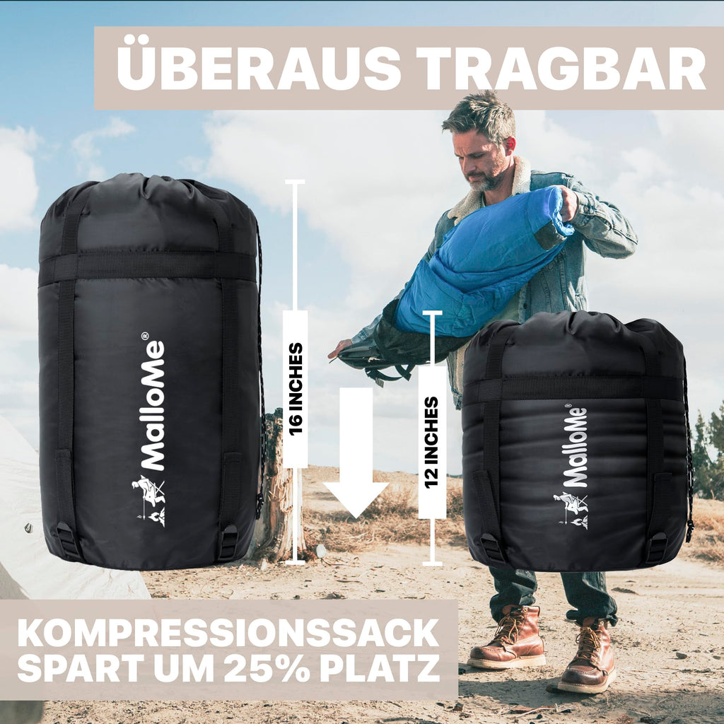 MalloMe Schlafsack Outdoor - Schlafsack Erwachsene und Kinder - Schlafsacke Winter, Schlafsäcke, Camping Sleeping Bag, Deckenschlafsack - Winterschlafsack - Leicht, Tragbar, Warm, Deckenschlafsäcke