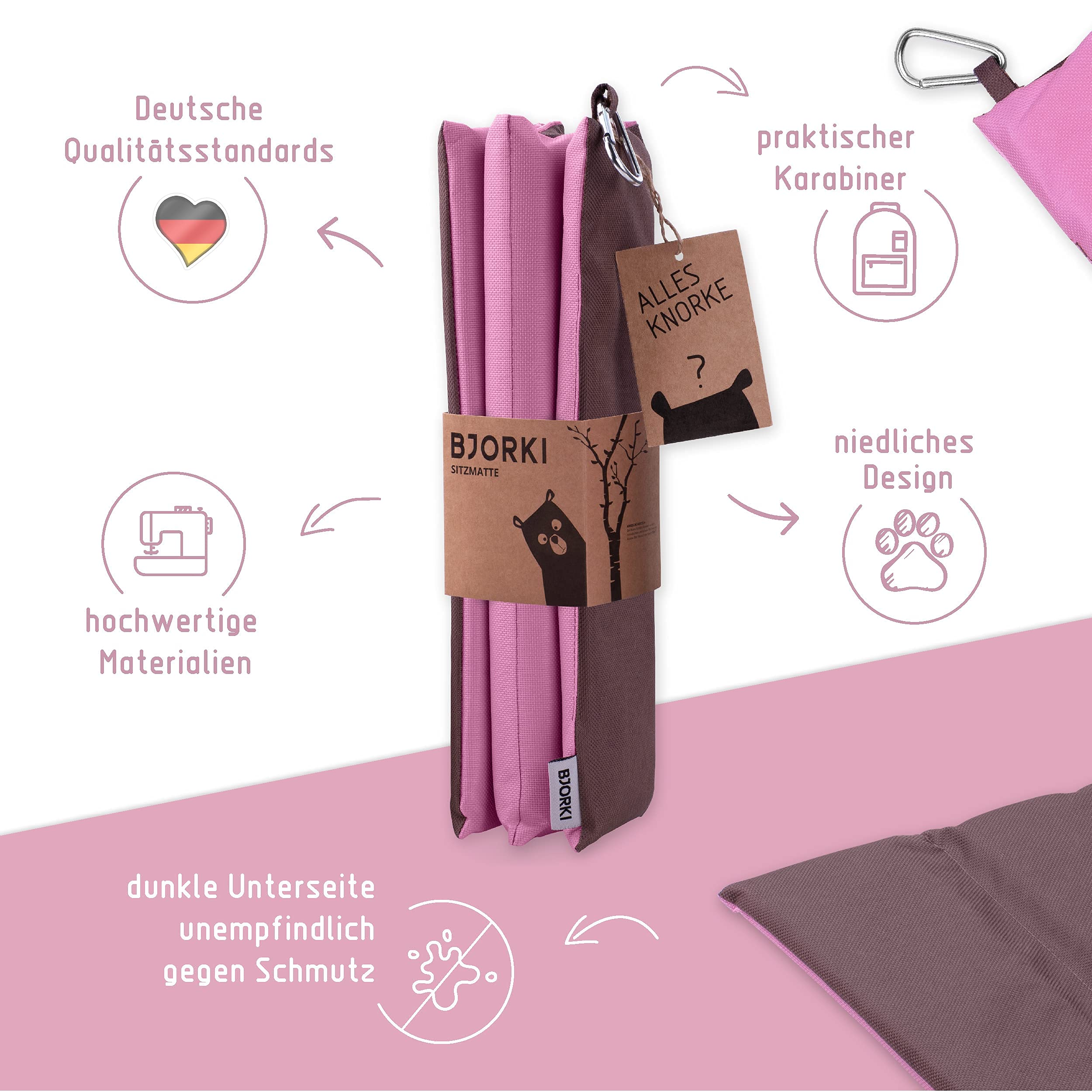 BJORKI® Sitzkissen Kinder - Faltbares Outdoor Sitzkissen mit optimalem Kälte- und Nässeschutz - Robuste Outdoor Sitzunterlage - Die Thermo Sitzmatte für Wandern, Stadion und unterwegs