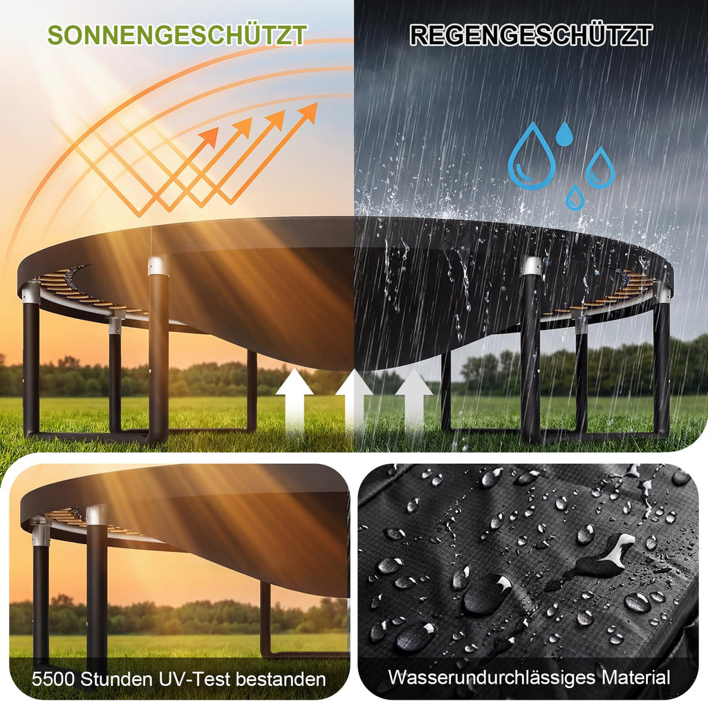 Devoko Trampolin Outdoor Ø 228/305/366/427 cm, GS-Zertifikat, Kindertrampolin Gartentrampolin mit Sicherheitsnetz, Rundes Riesentrampolin mit Leiter und Schuhbeutel