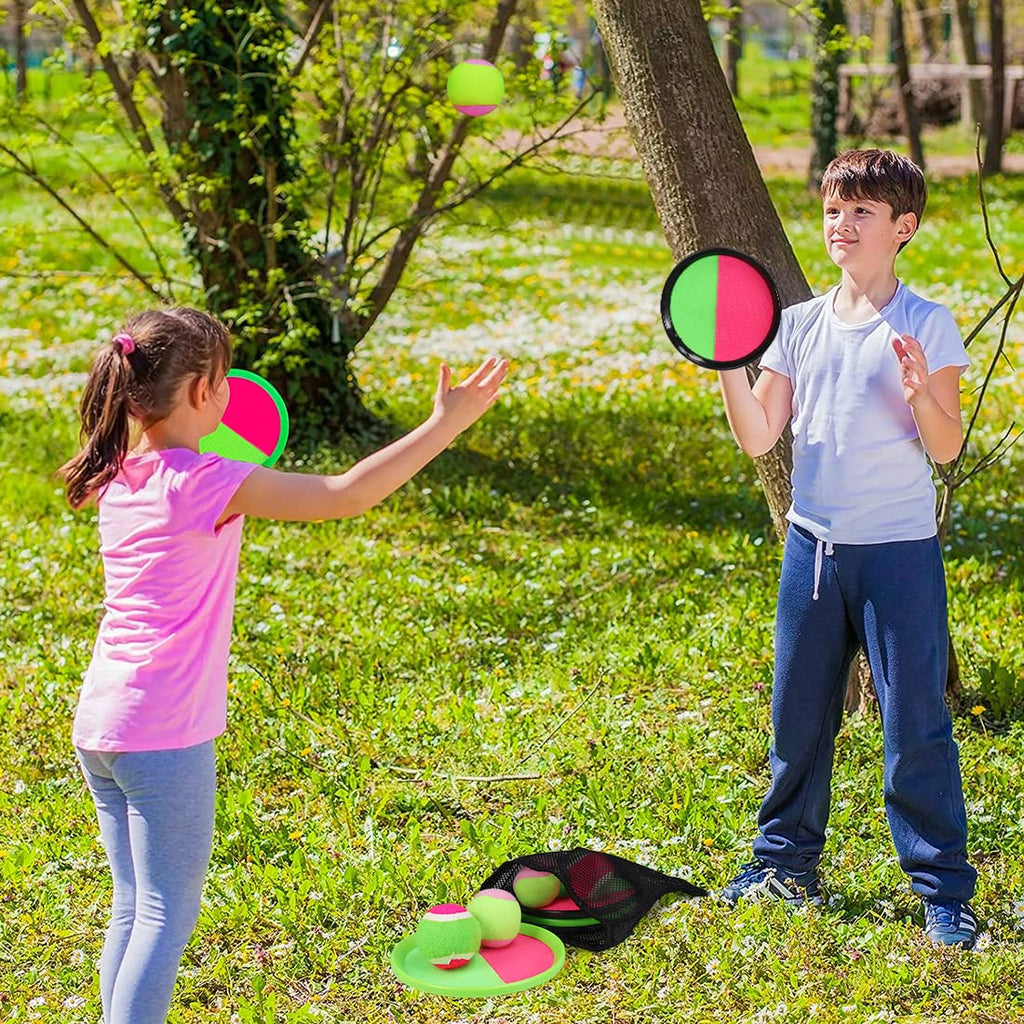 JoiTale Klettballspiel, Outdoor Spiele für Kinder Wurfspiel, Outdoor Pool Spielzeug Gartenspielzeug, Wurf- und Fangspiel Ballspiel, Draußen Fangballspiel, Klettballspiel für Kinder ab 3 4 5 6