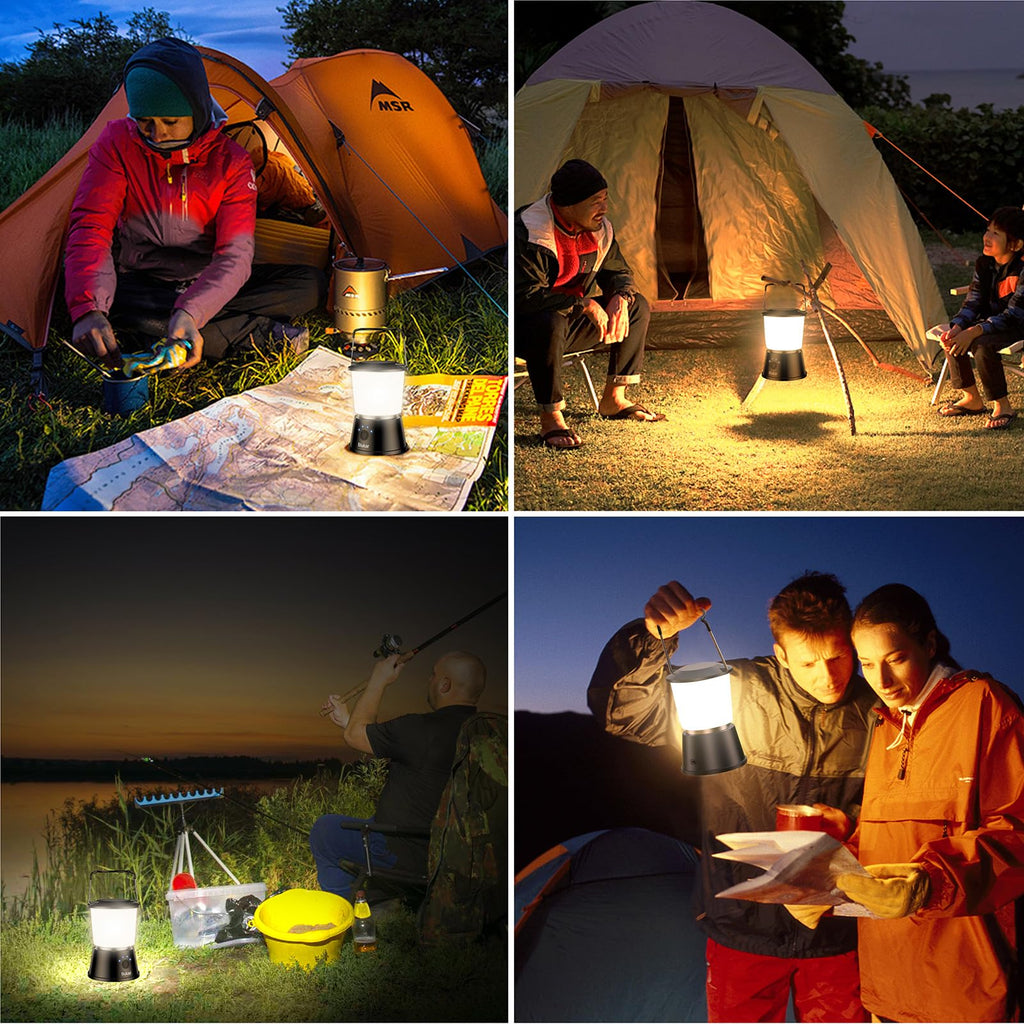 Blukar LED Campinglampe Tragbar, 2000L Superhell Camping Laterne Aufladbar Zeltlampe mit Haken, Stufenlos Dimmbar & 5 Leuchtmodi, 8+ Std. Dauer, Notfallleuchte für Camp, Stromausfall-Schwarz