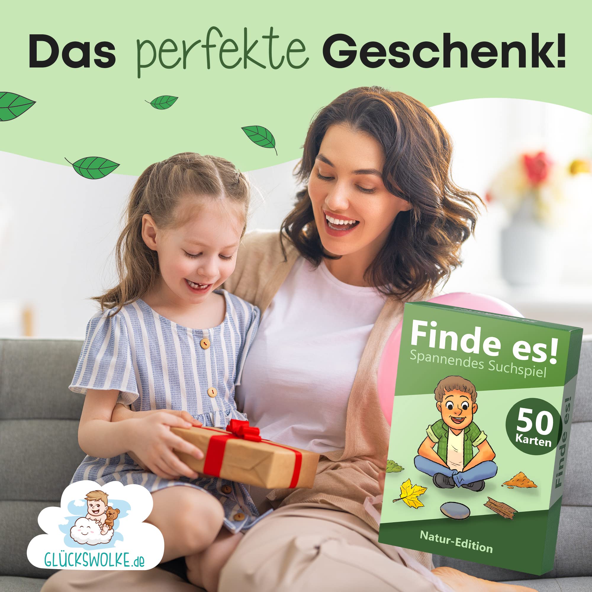 GLÜCKSWOLKE - Finde es I Draußen die Natur neu entdecken I Outdoor Schatzsuche für Kinder I Entdecker Spielzeug & Kinderspiel I Spiele ab 4, 5, 6, 7, 8 Jahre I Geschenk für Mädchen und Junge
