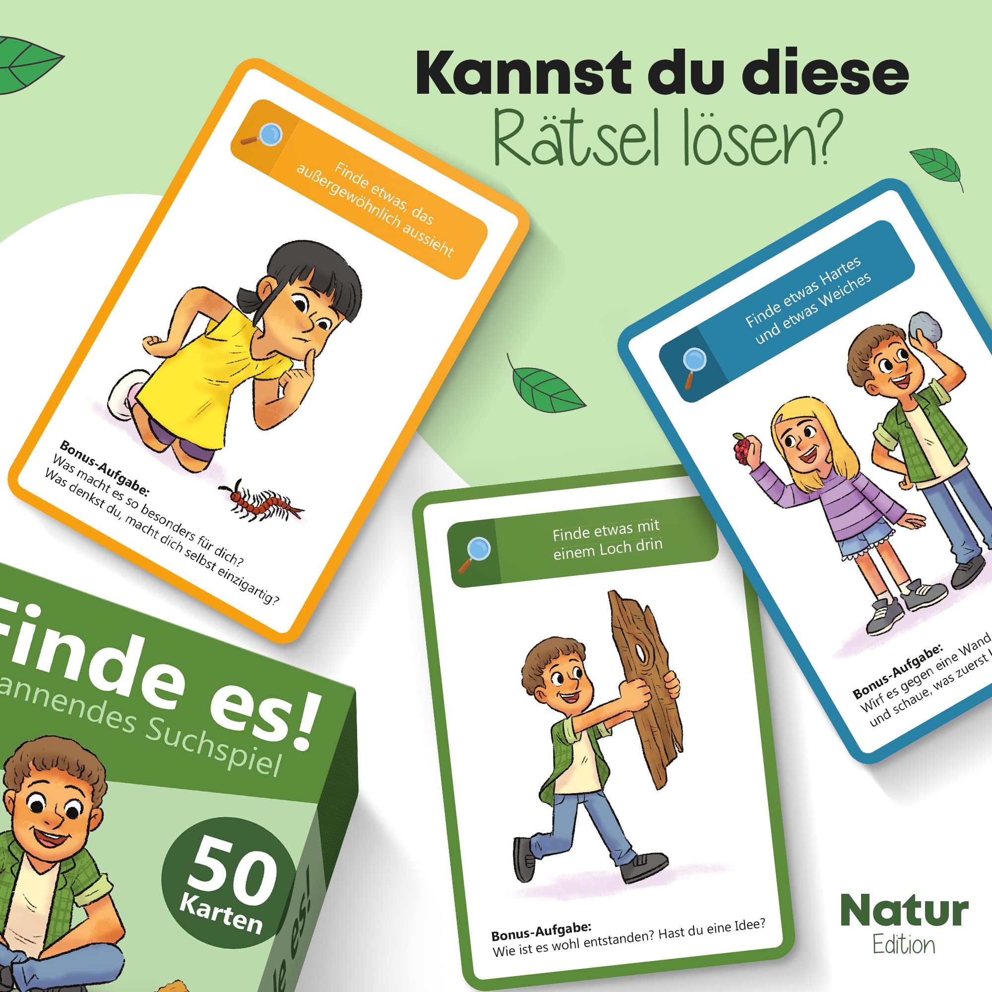 GLÜCKSWOLKE - Finde es I Draußen die Natur neu entdecken I Outdoor Schatzsuche für Kinder I Entdecker Spielzeug & Kinderspiel I Spiele ab 4, 5, 6, 7, 8 Jahre I Geschenk für Mädchen und Junge