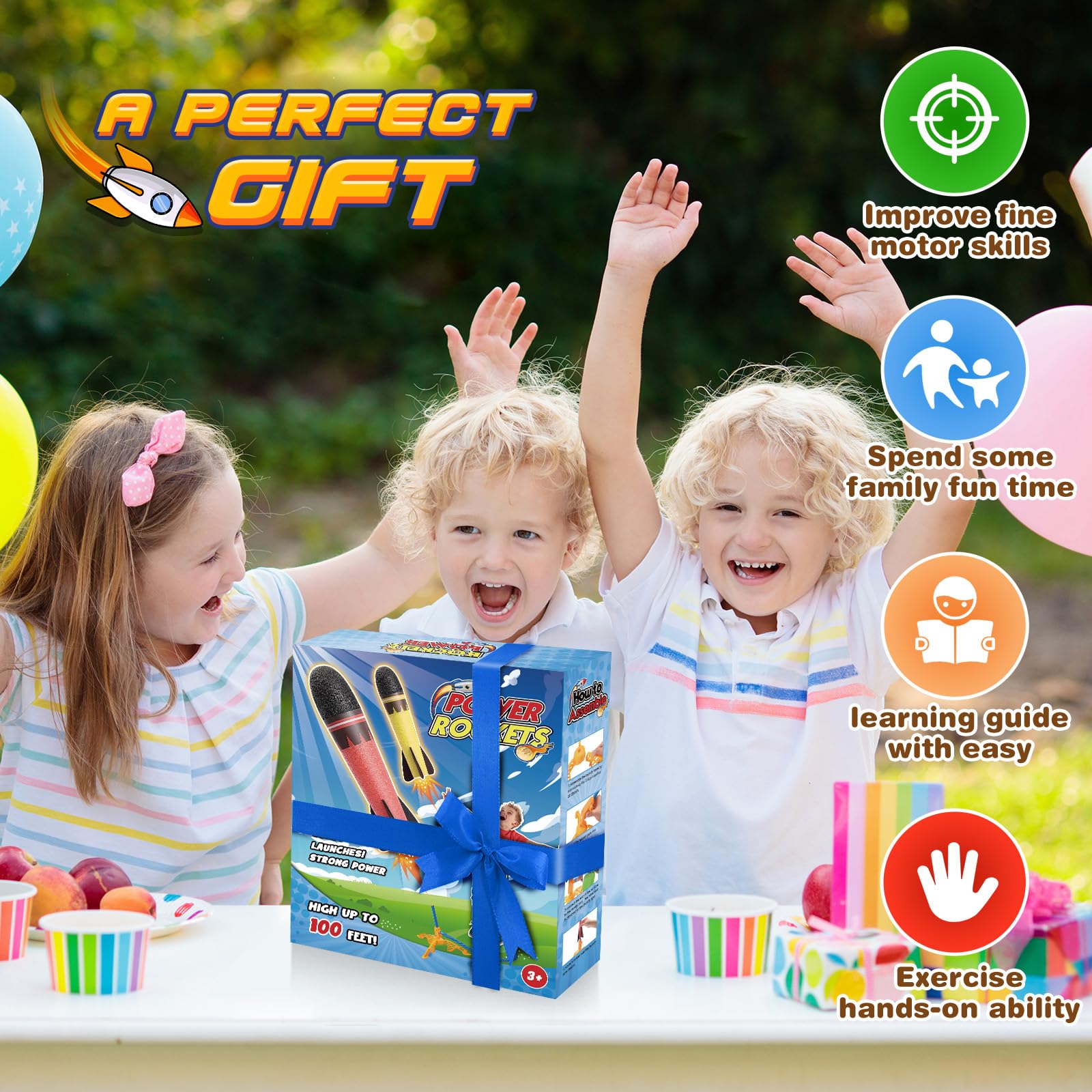 HappyKidsClub Raketen Spielzeug für Kinder, Outdoor Spielzeug ab 3-12 Jahre Junge Outdoor Spiele Ostergeschenke Kinder 3-12 Jahre Garten Spielzeug Kinder für Draußen Kinderspielzeug ab 3-12 Jahre