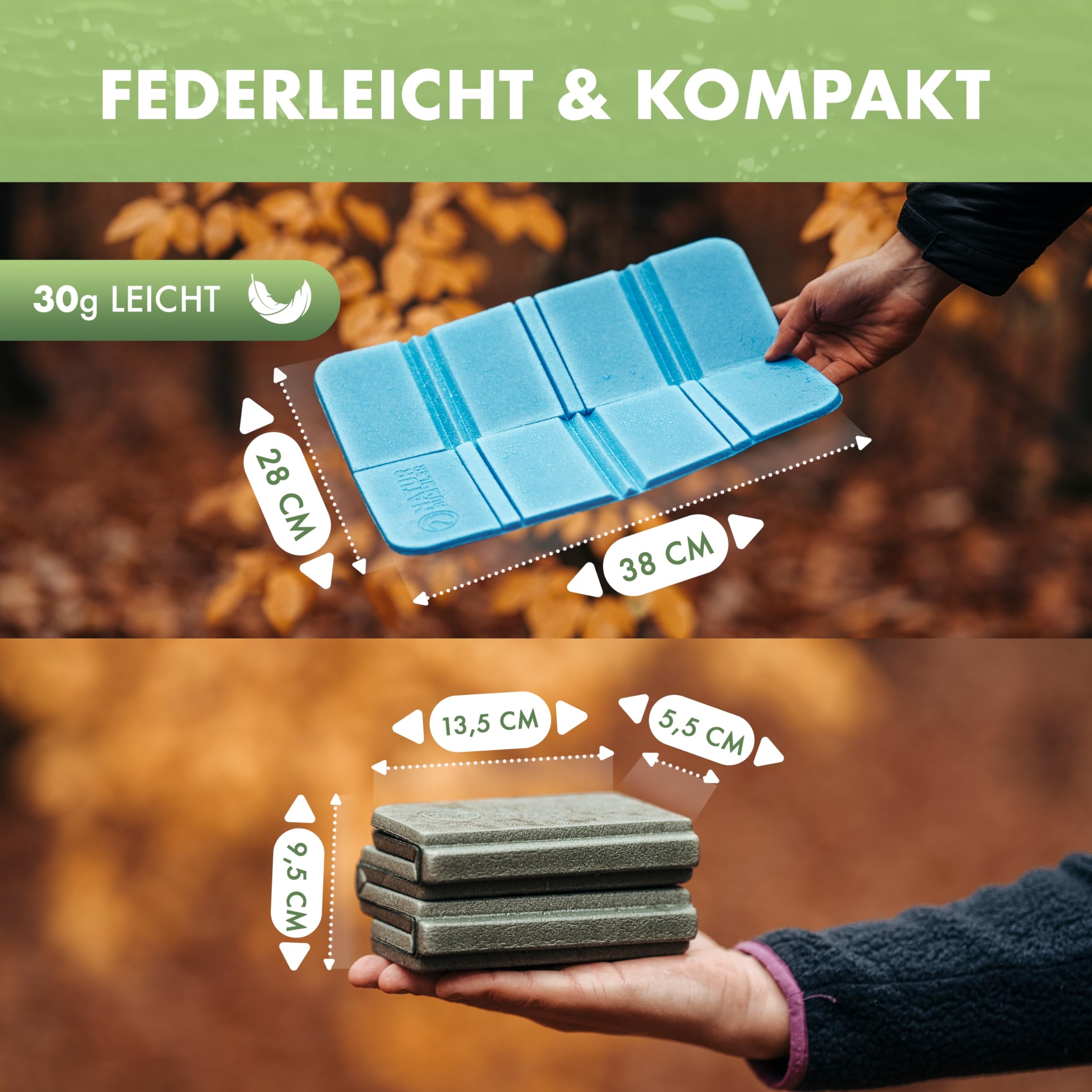 NATURBUMMLER Sitzkissen Outdoor Faltbar [2er Set Thermo Komfort] wasserdicht & wetterfest – Sitzunterlage mit Tragetasche – Ultraleicht & kompakt für Camping, Wandern & Stadion
