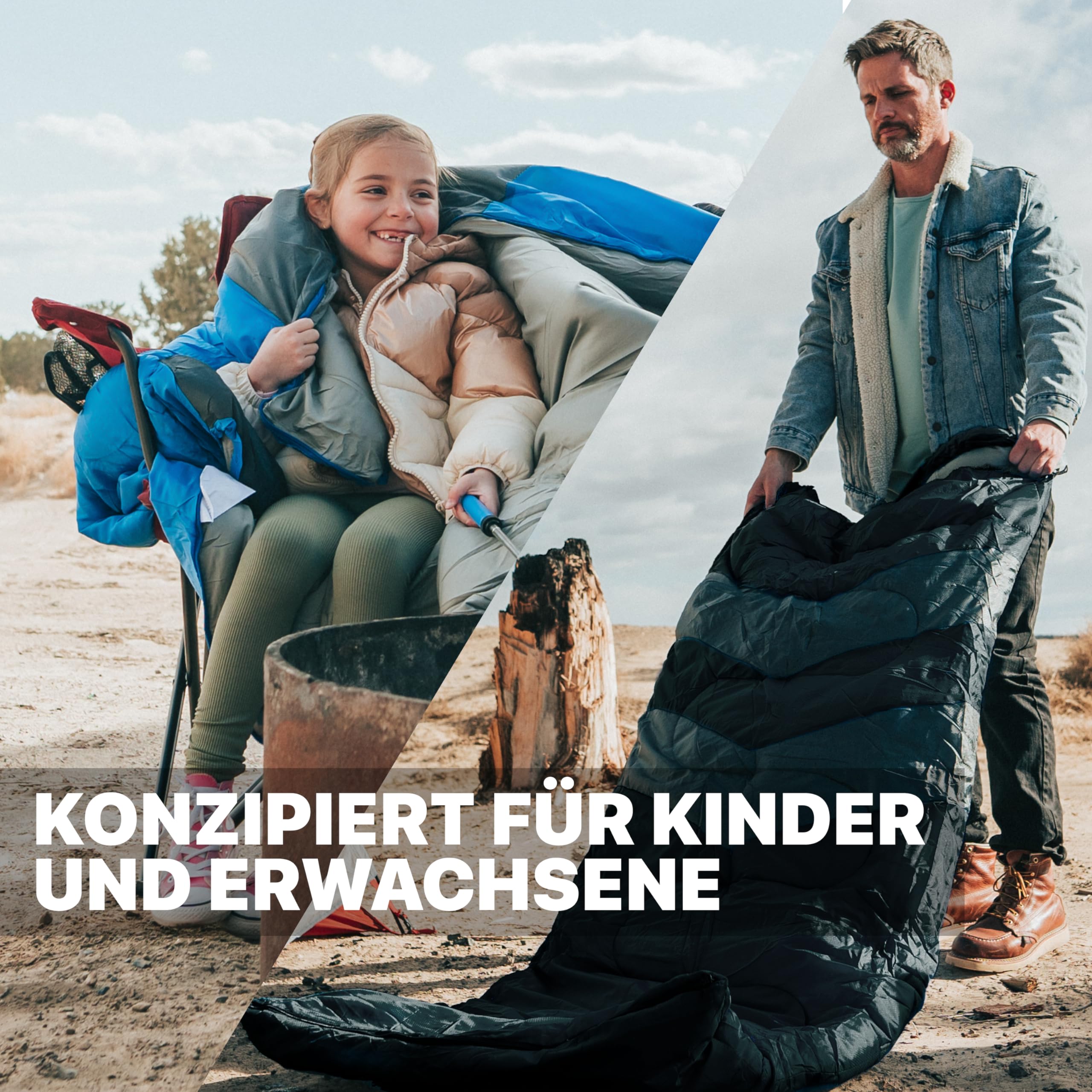 MalloMe Schlafsack Outdoor - Schlafsack Erwachsene und Kinder - Schlafsacke Winter, Schlafsäcke, Camping Sleeping Bag, Deckenschlafsack - Winterschlafsack - Leicht, Tragbar, Warm, Deckenschlafsäcke